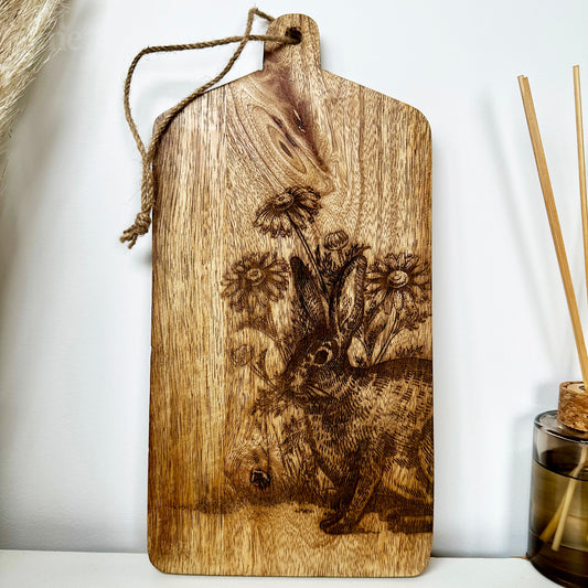 Engraved Woodland Rabbit Serving Board