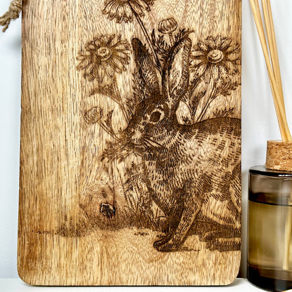 Engraved Woodland Rabbit Serving Board