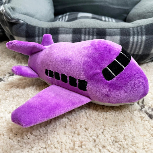 Weiches, violettes, quietschendes Jet-Flugzeug-Hundespielzeug