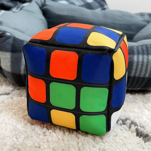 Retro Puzzle Cube Soft Squeaky Dog Toy