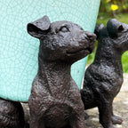 Set Of 3 Black Dog Plant Pot Feet