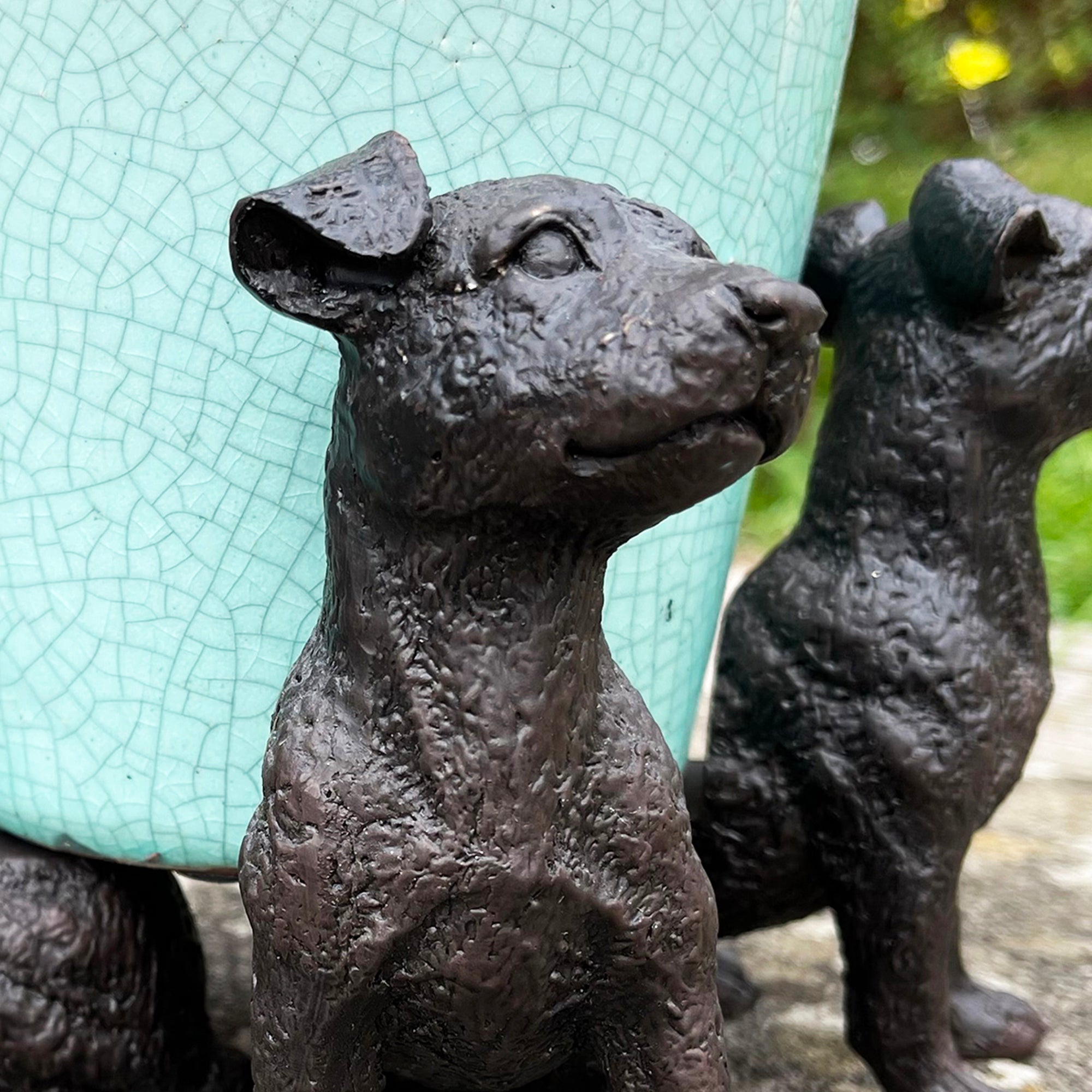 Set Of 3 Black Dog Plant Pot Feet