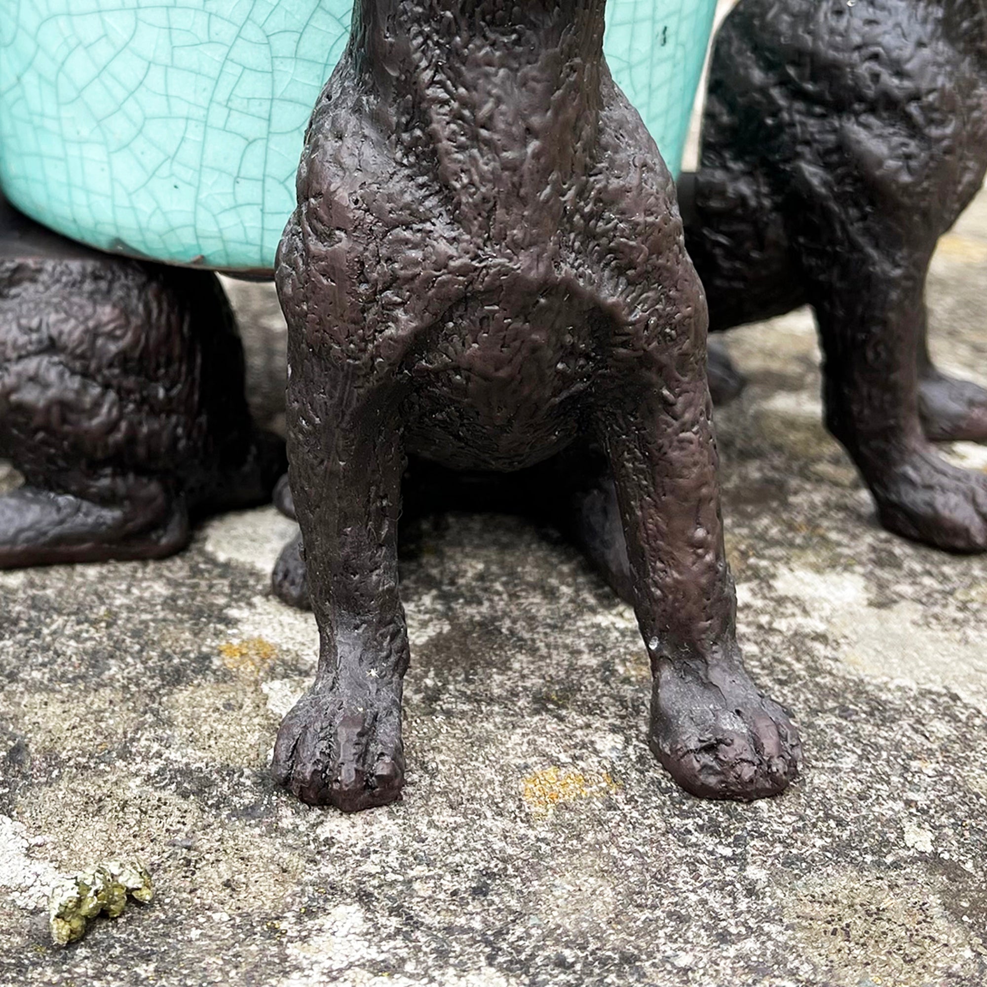 Set Of 3 Black Dog Plant Pot Feet