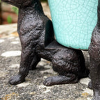 Set Of 3 Black Dog Plant Pot Feet