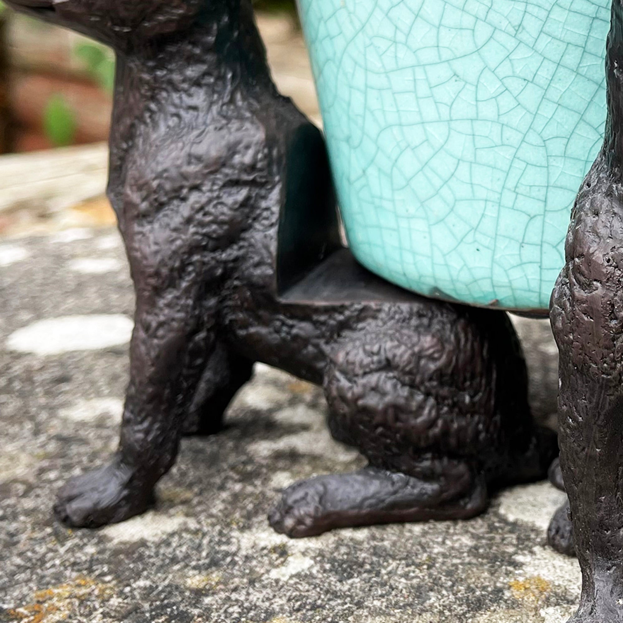 Set Of 3 Black Dog Plant Pot Feet