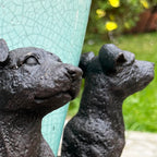 Set Of 3 Black Dog Plant Pot Feet