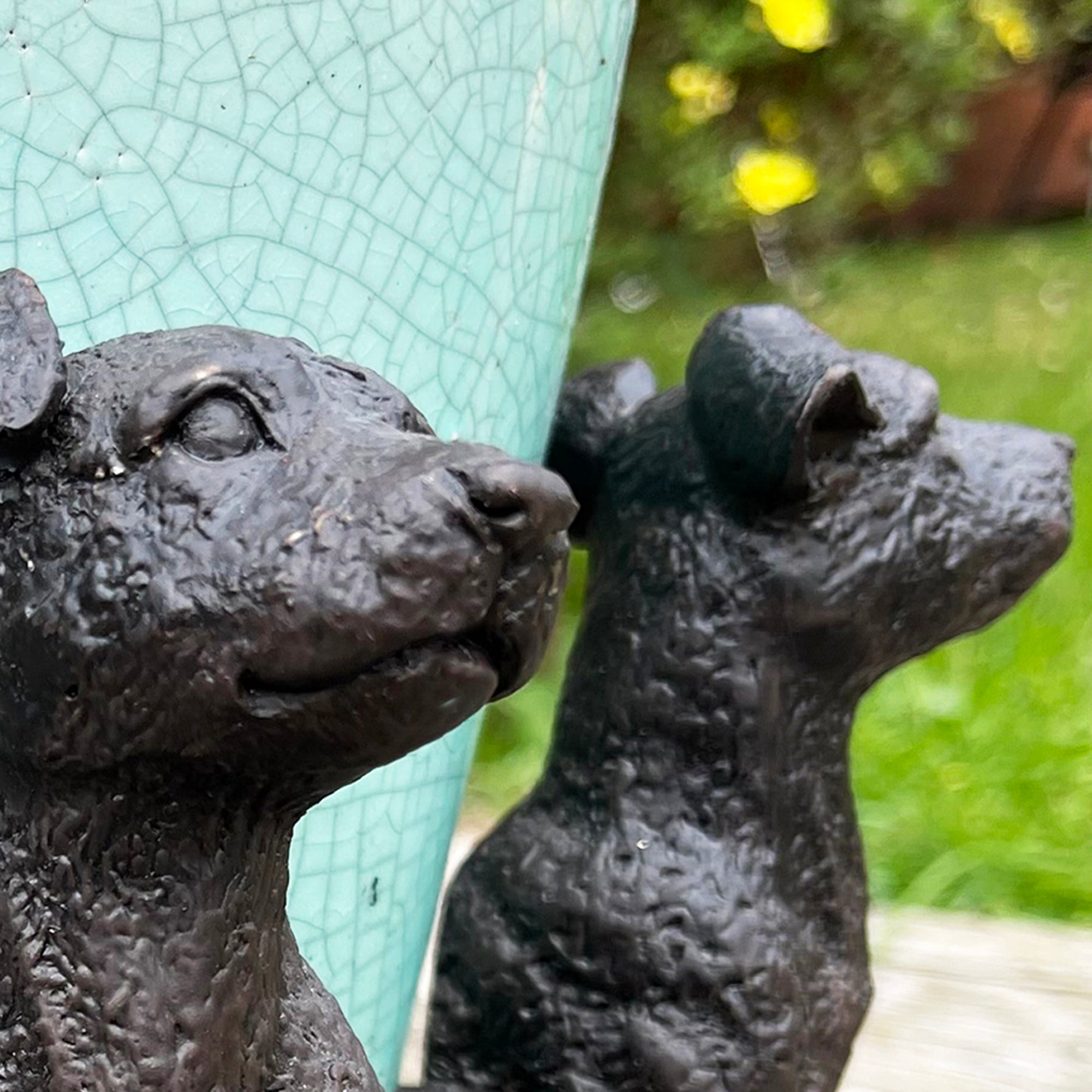 Set Of 3 Black Dog Plant Pot Feet