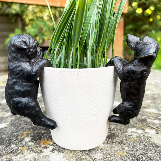 Set Of 2 Black Dog Pot Hangers