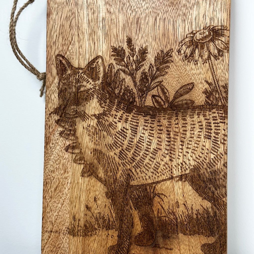 Engraved Woodland Fox Serving Board