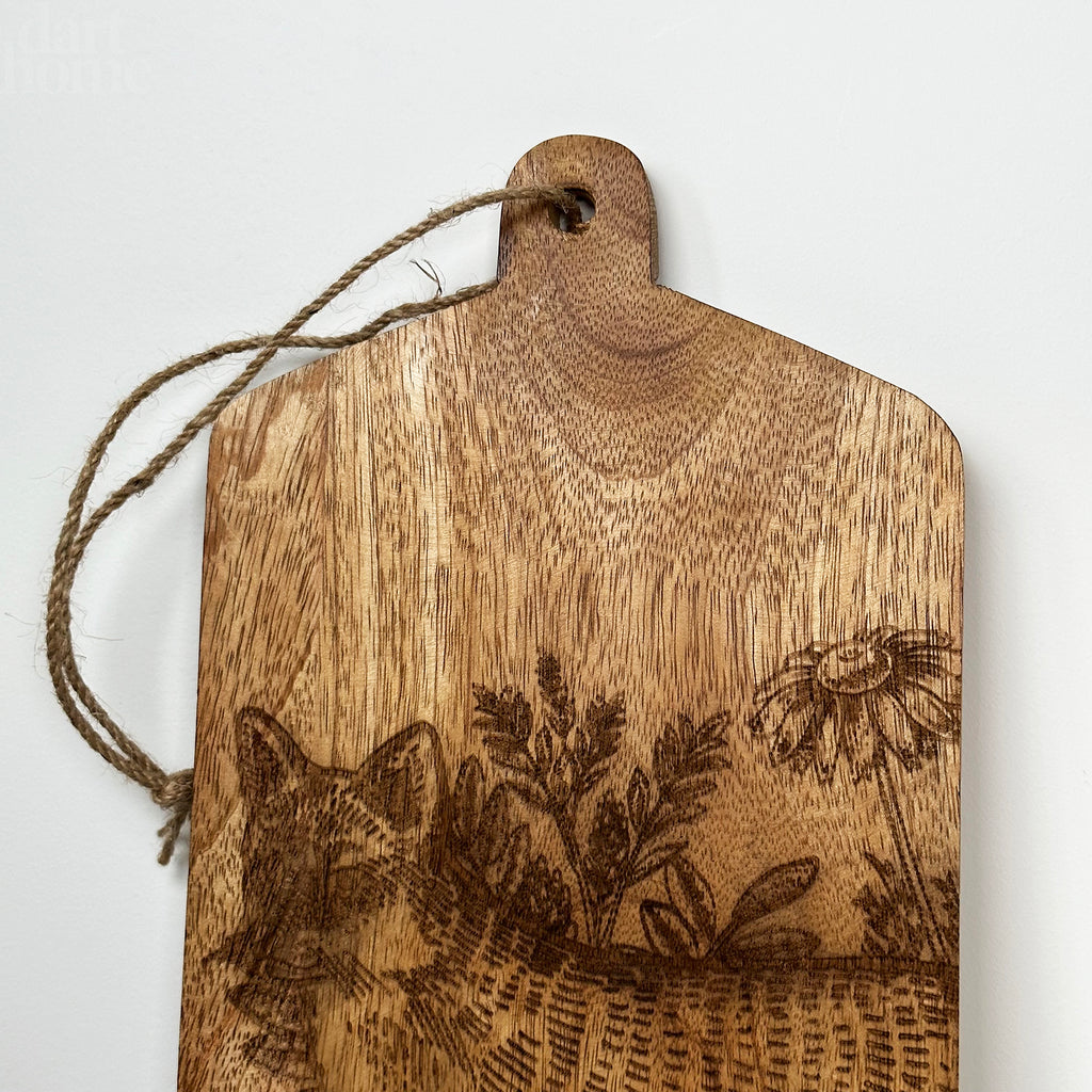 Engraved Woodland Fox Serving Board