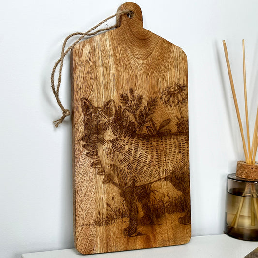 Engraved Woodland Fox Serving Board