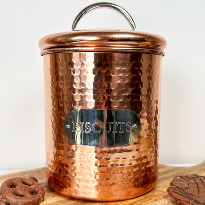 Hammered Copper Biscuit Tin