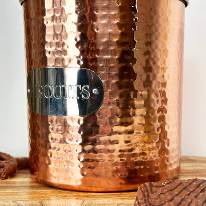 Hammered Copper Biscuit Tin