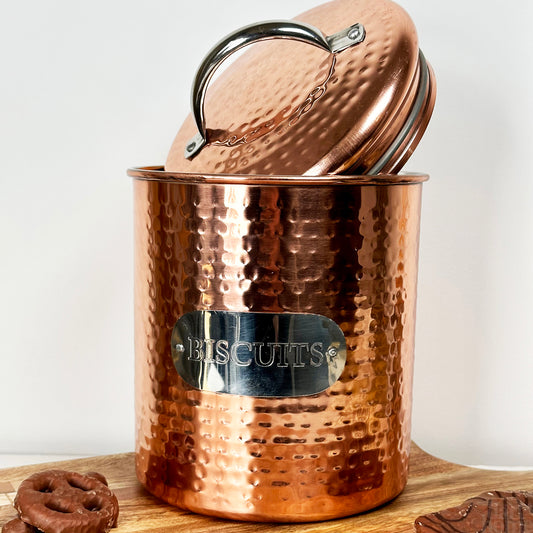 Hammered Copper Biscuit Tin