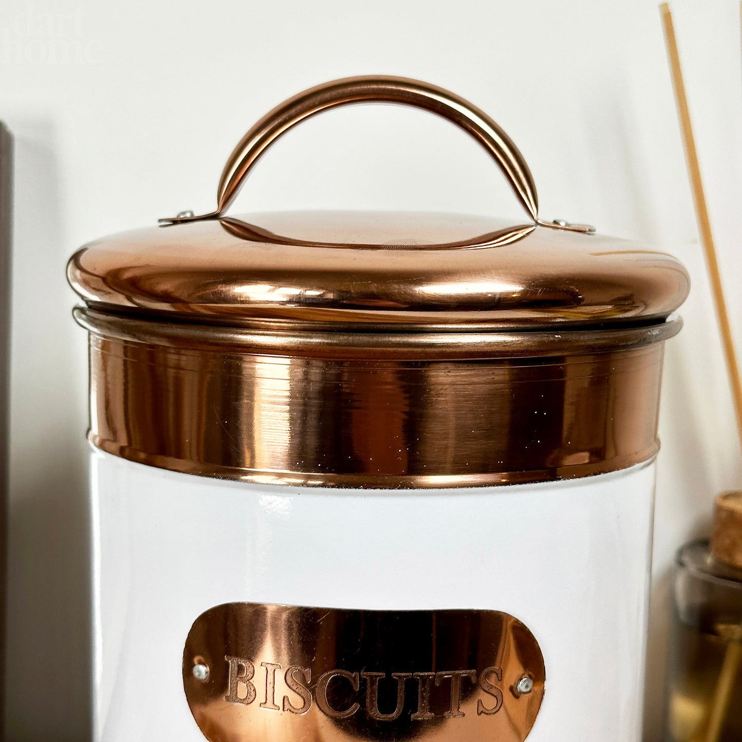 White And Copper Biscuit Tin