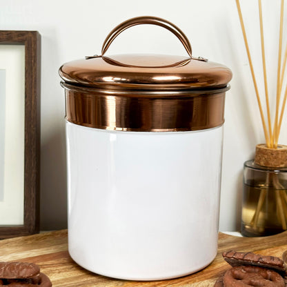 White And Copper Biscuit Tin