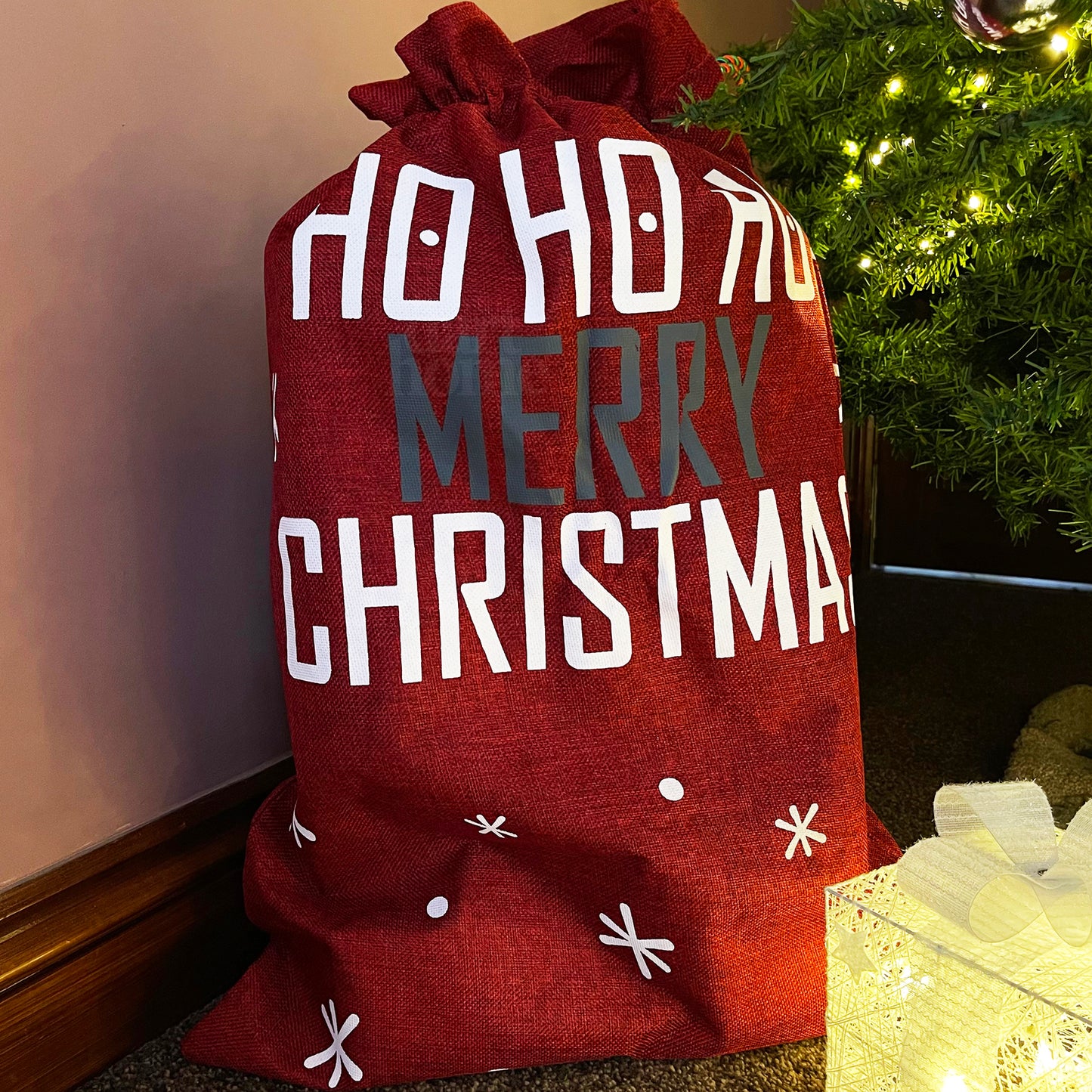 Red Ho Ho Ho Merry Christmas Sack