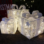 Set Of 3 Lit Christmas Parcel Decorations