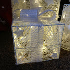 Set Of 3 Lit Christmas Parcel Decorations