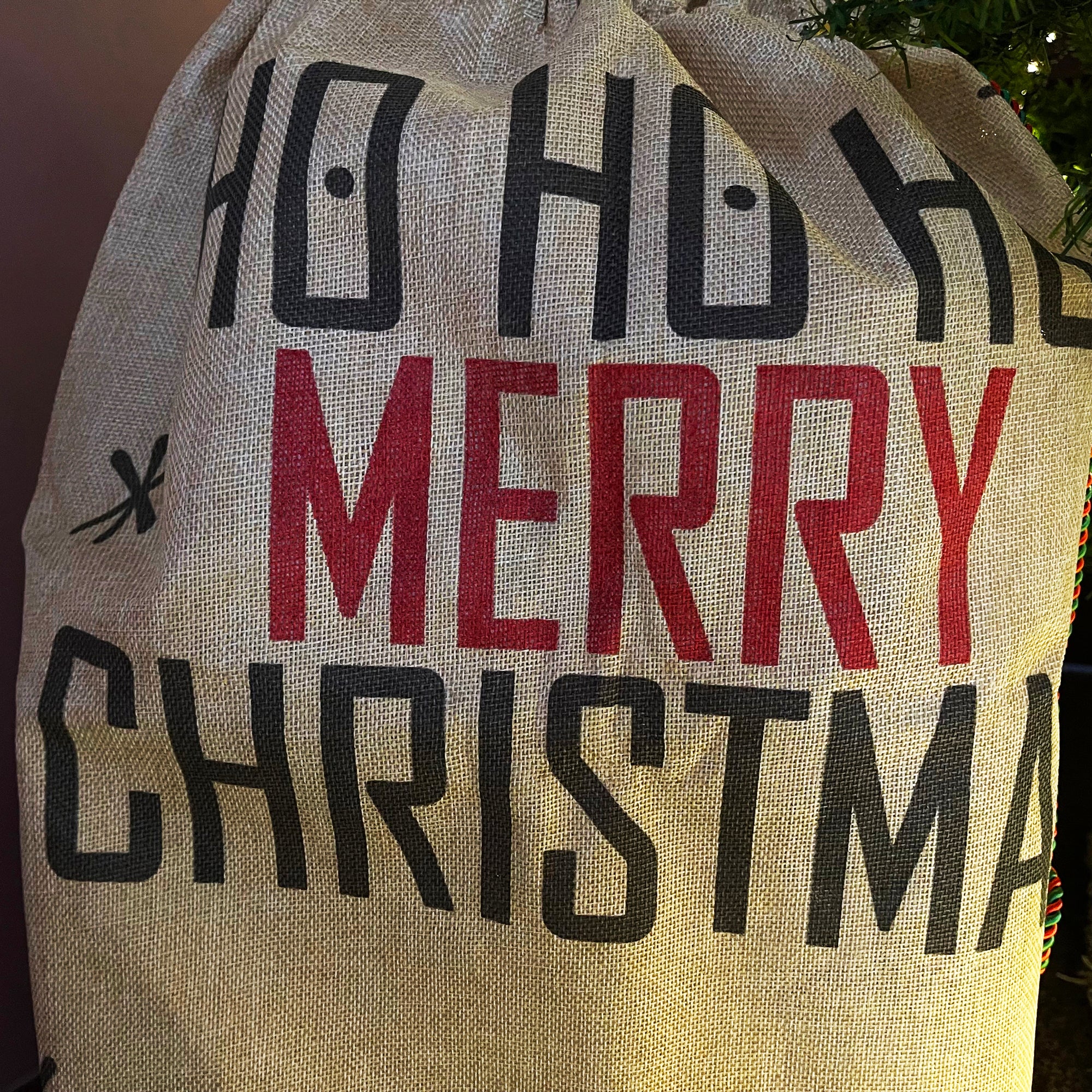Natürlicher Ho Ho Ho Frohe Weihnachtssack