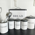 6 Piece White And Grey Kitchen Canister Set