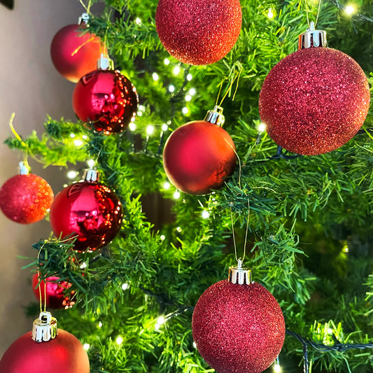 Pack Of 10 Red Tree Baubles