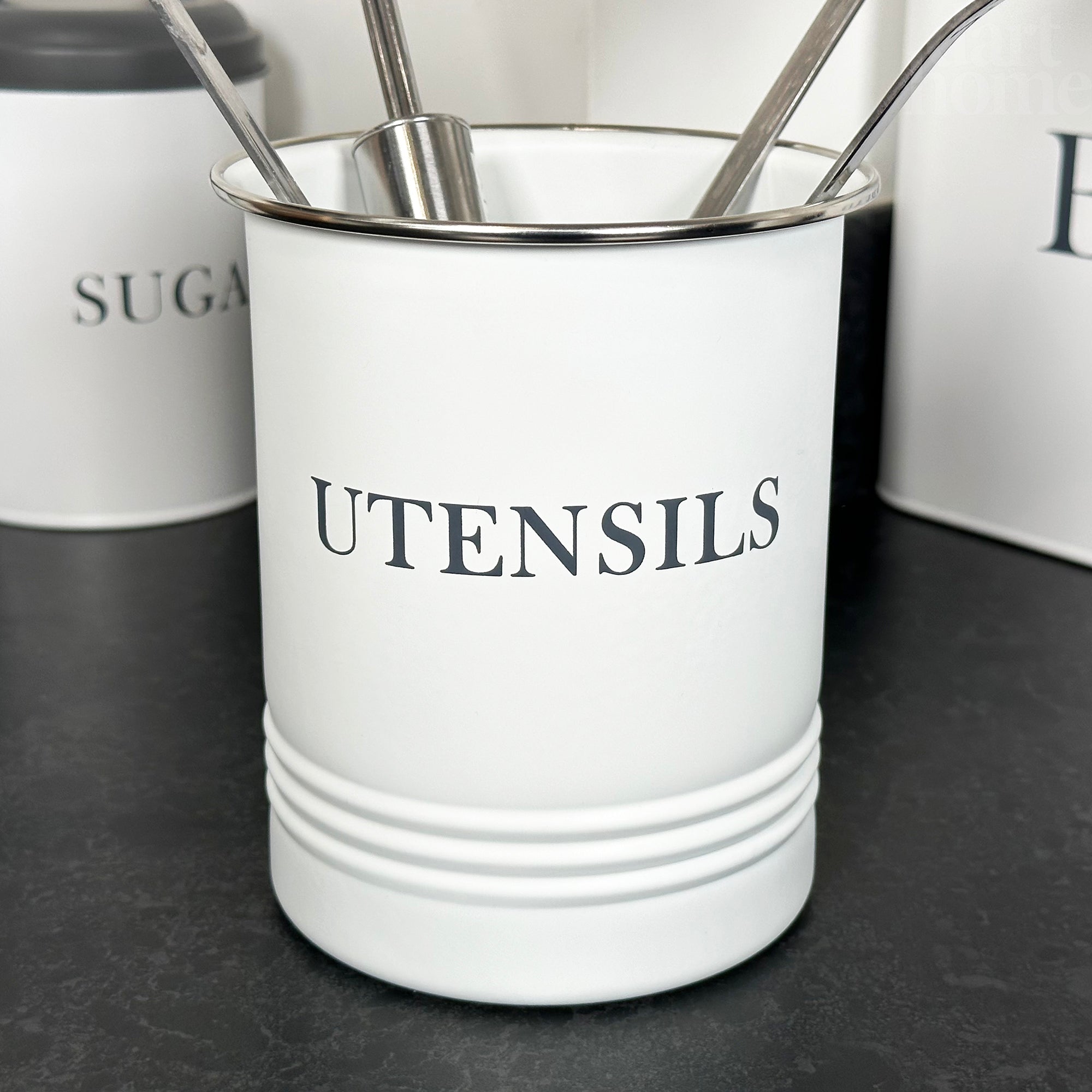 White And Grey Utensil Holder