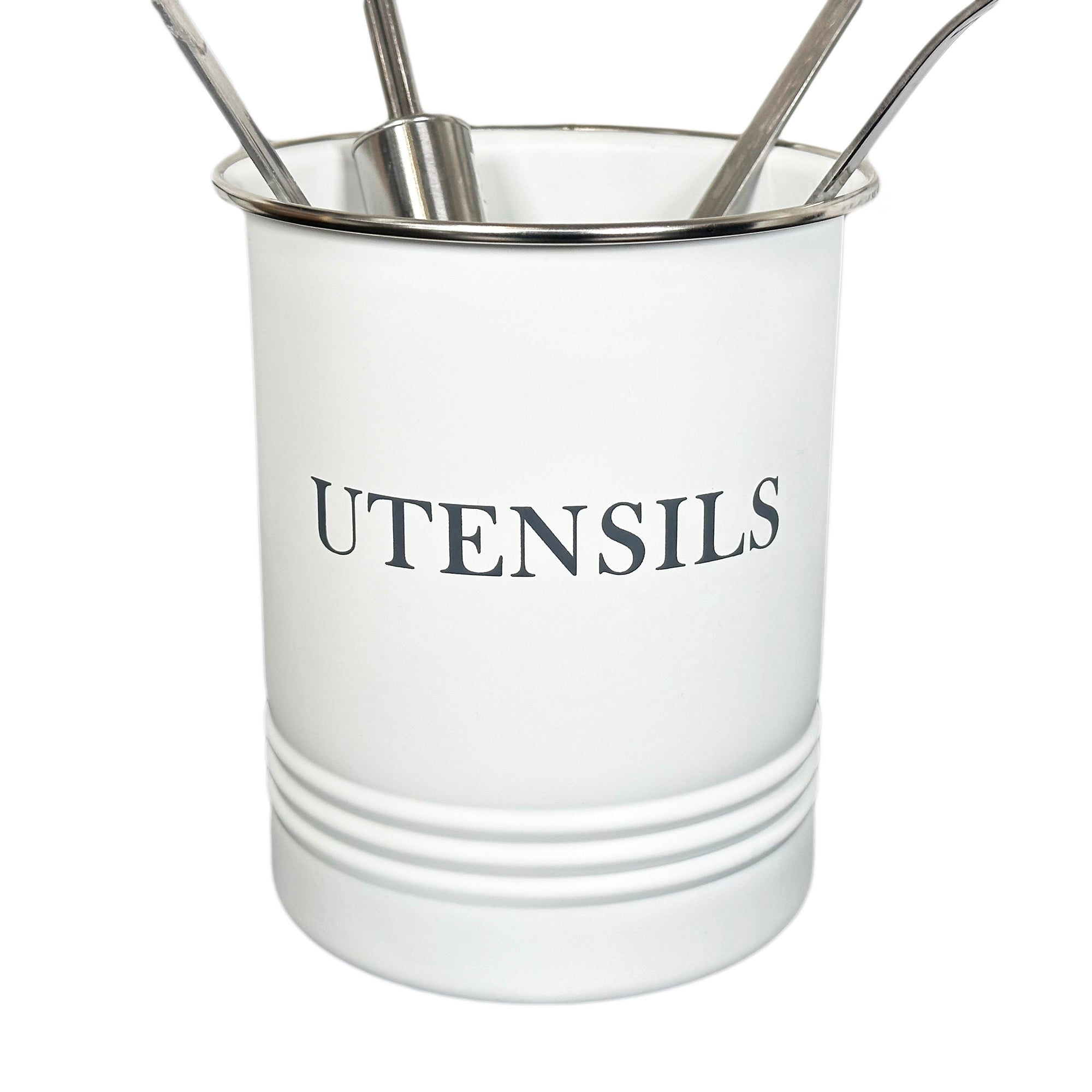 White And Grey Utensil Holder