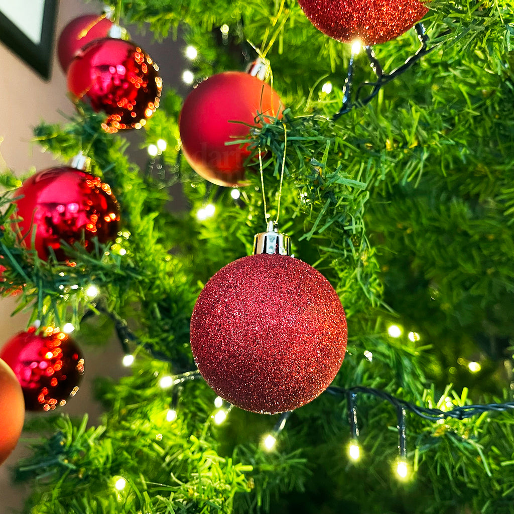 Pack Of 10 Red Tree Baubles