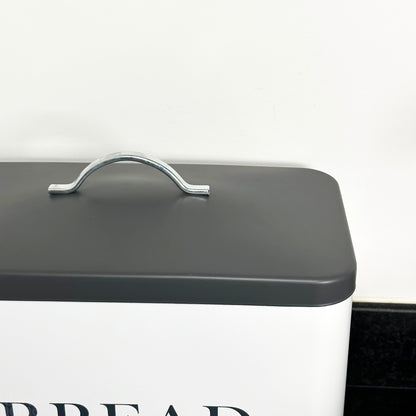 White Bread Bin With Grey Lid