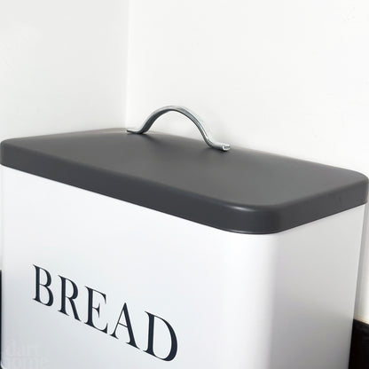 White Bread Bin With Grey Lid