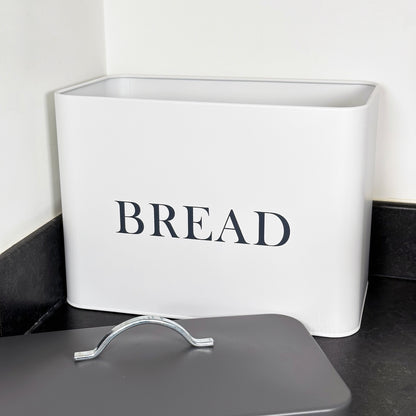 White Bread Bin With Grey Lid