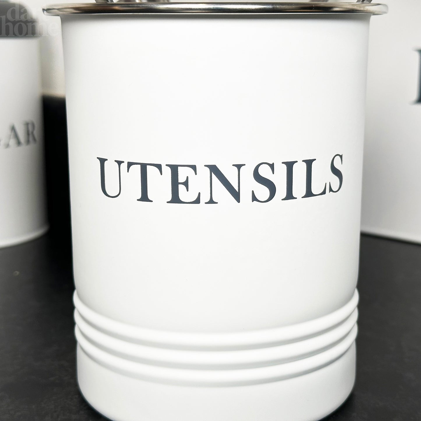 6 Piece White And Grey Kitchen Canister Set