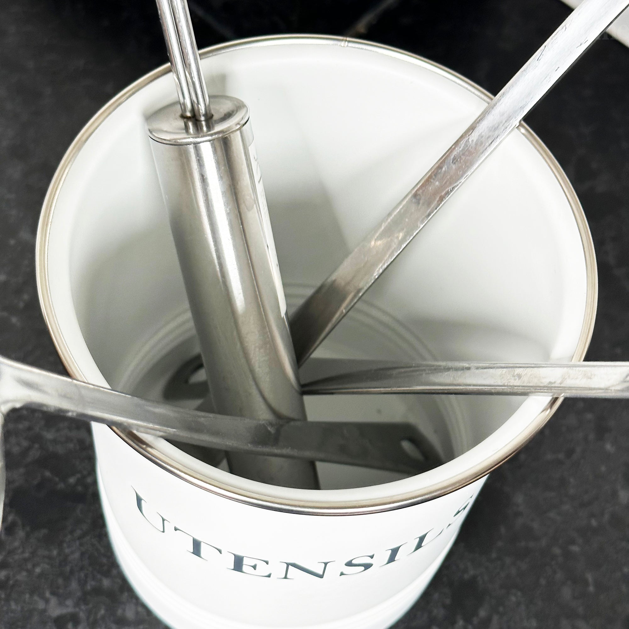 White And Grey Utensil Holder