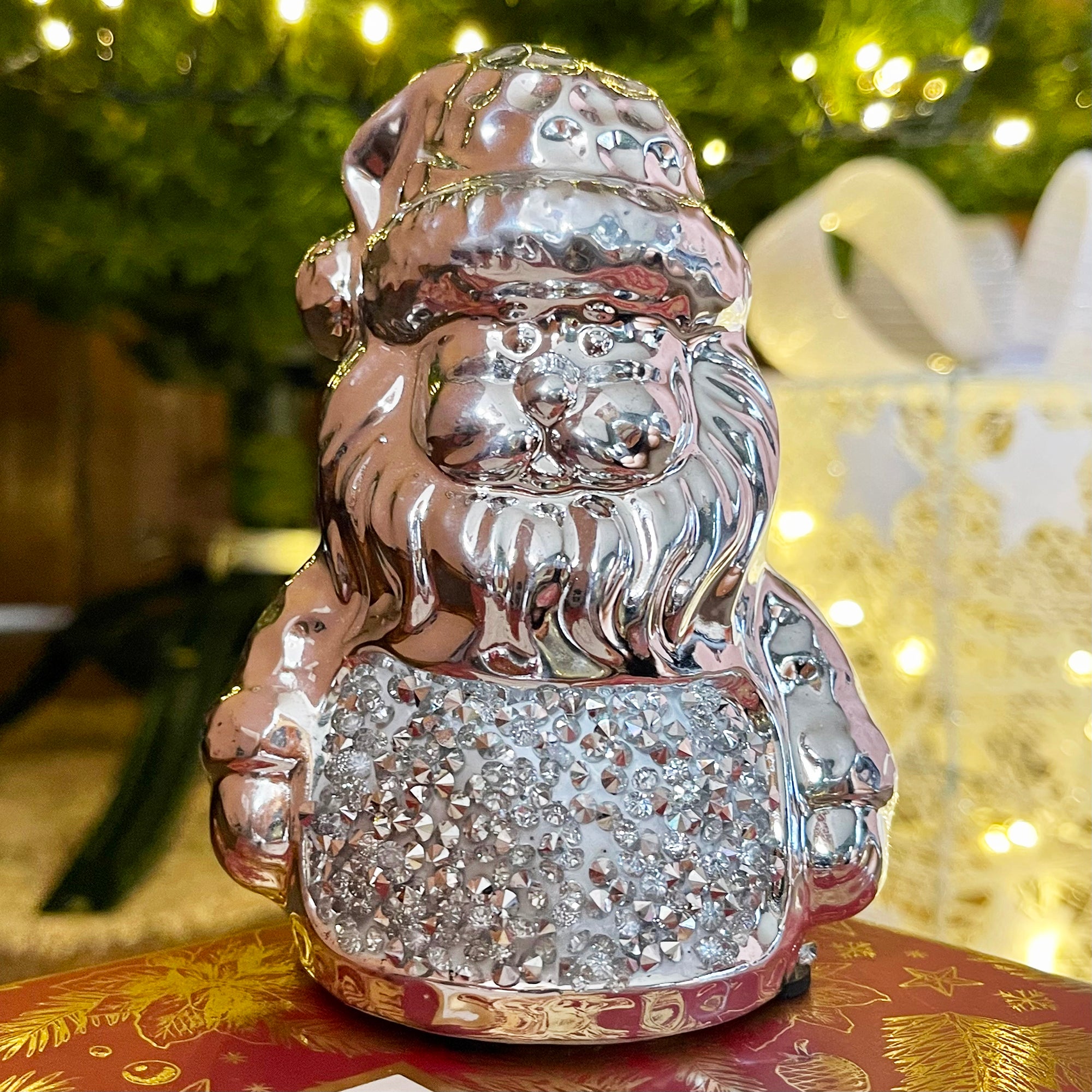 Silver Santa Darthome Silver Sparkle Santa Claus Ornament 9x12x6cm