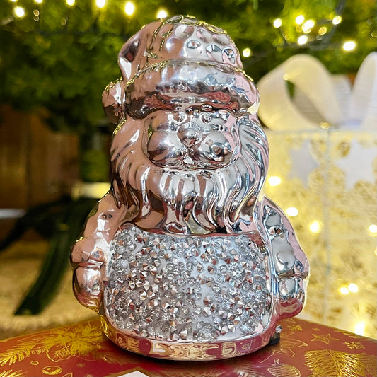 Silver Sparkle Santa Claus Ornament