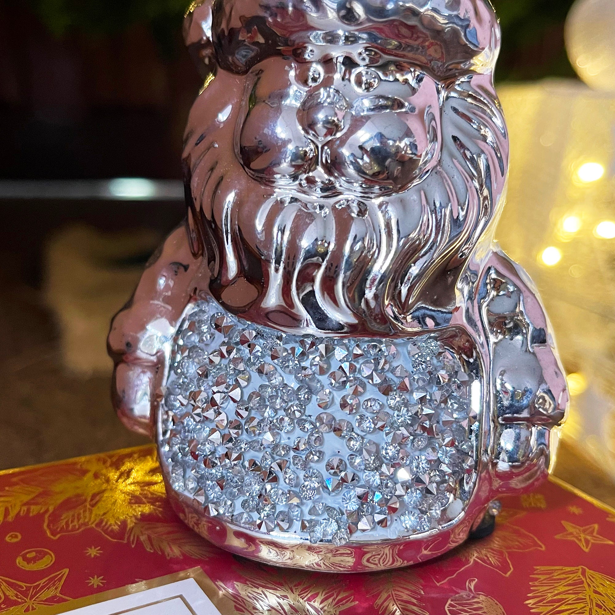 Silver Sparkle Santa Claus Ornament