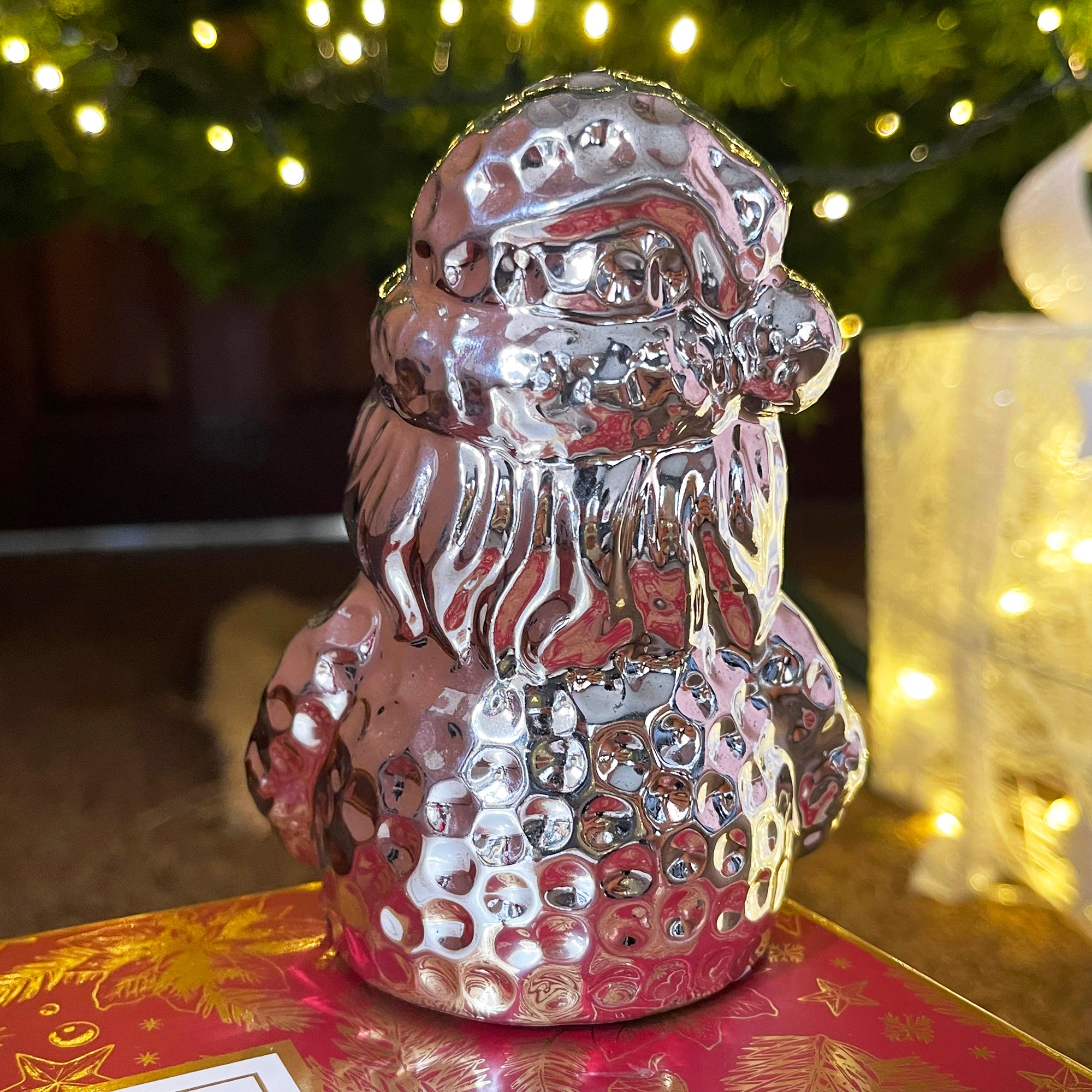 Silver Sparkle Santa Claus Ornament