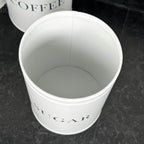 White Tea Coffee Sugar Canisters With Grey Lids