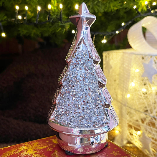 Silberner glitzernder Weihnachtsbaumschmuck