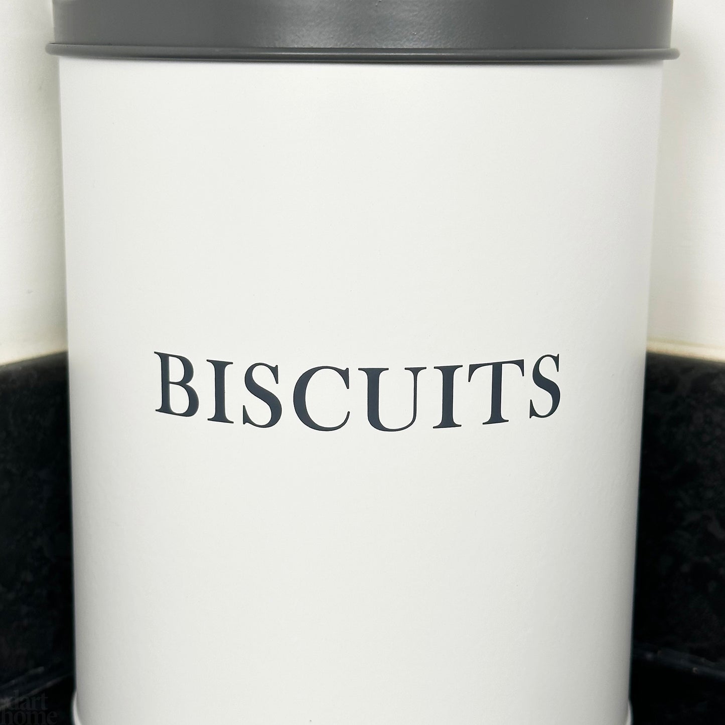 White Biscuit Tin With Grey Lid