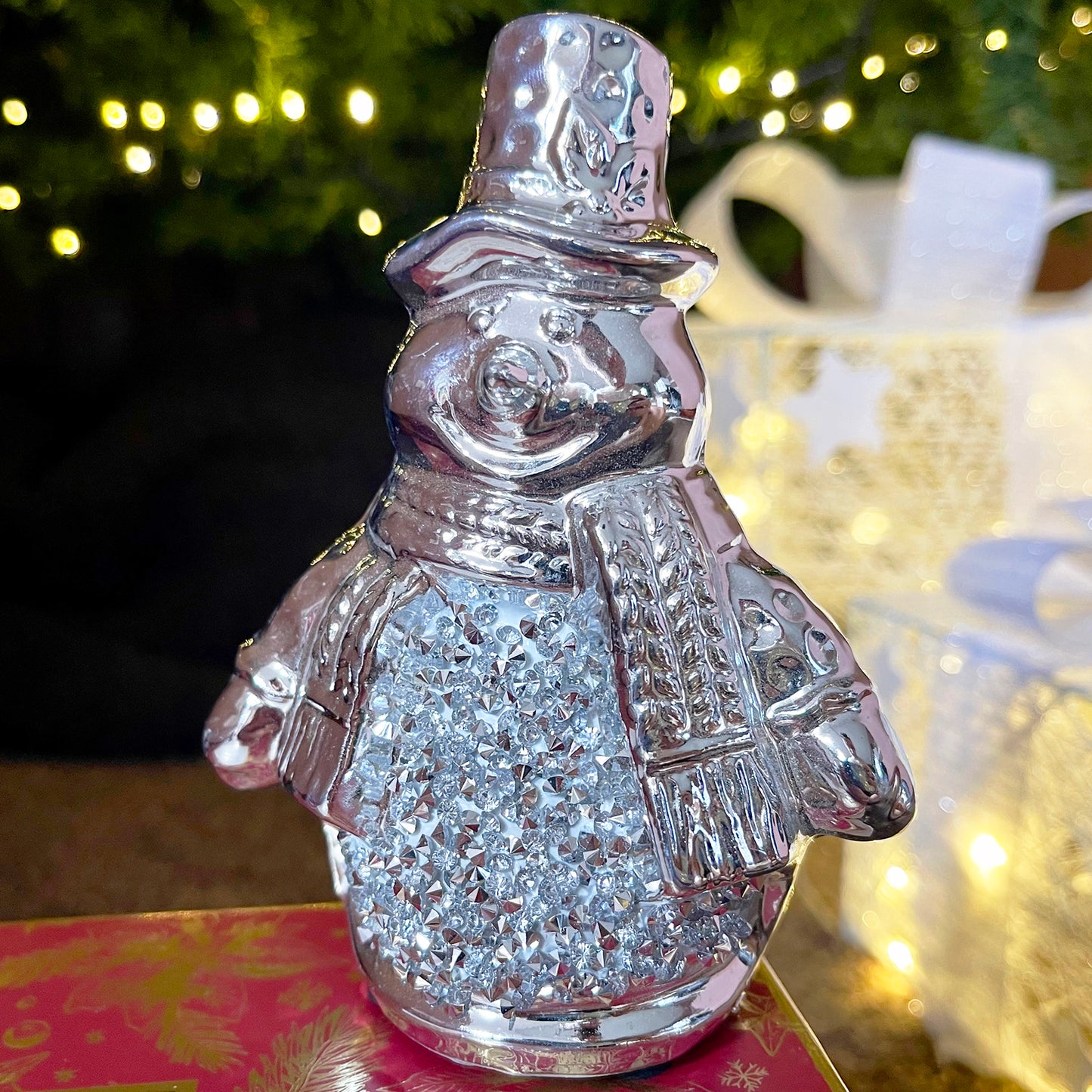 Silver Sparkle Snowman Ornament