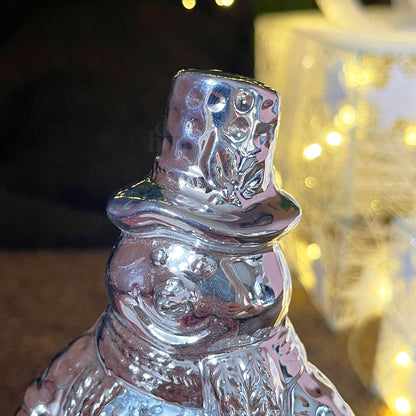 Silver Sparkle Snowman Ornament