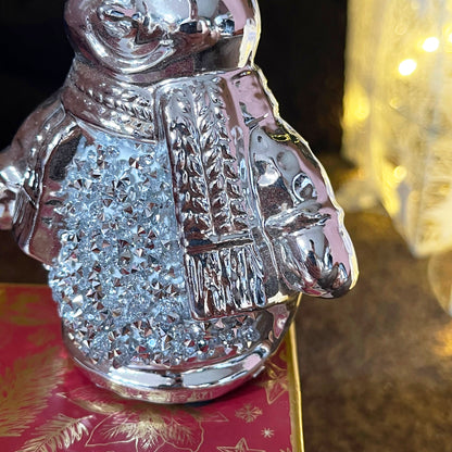 Silver Sparkle Snowman Ornament