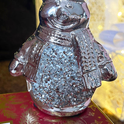 Silver Sparkle Snowman Ornament