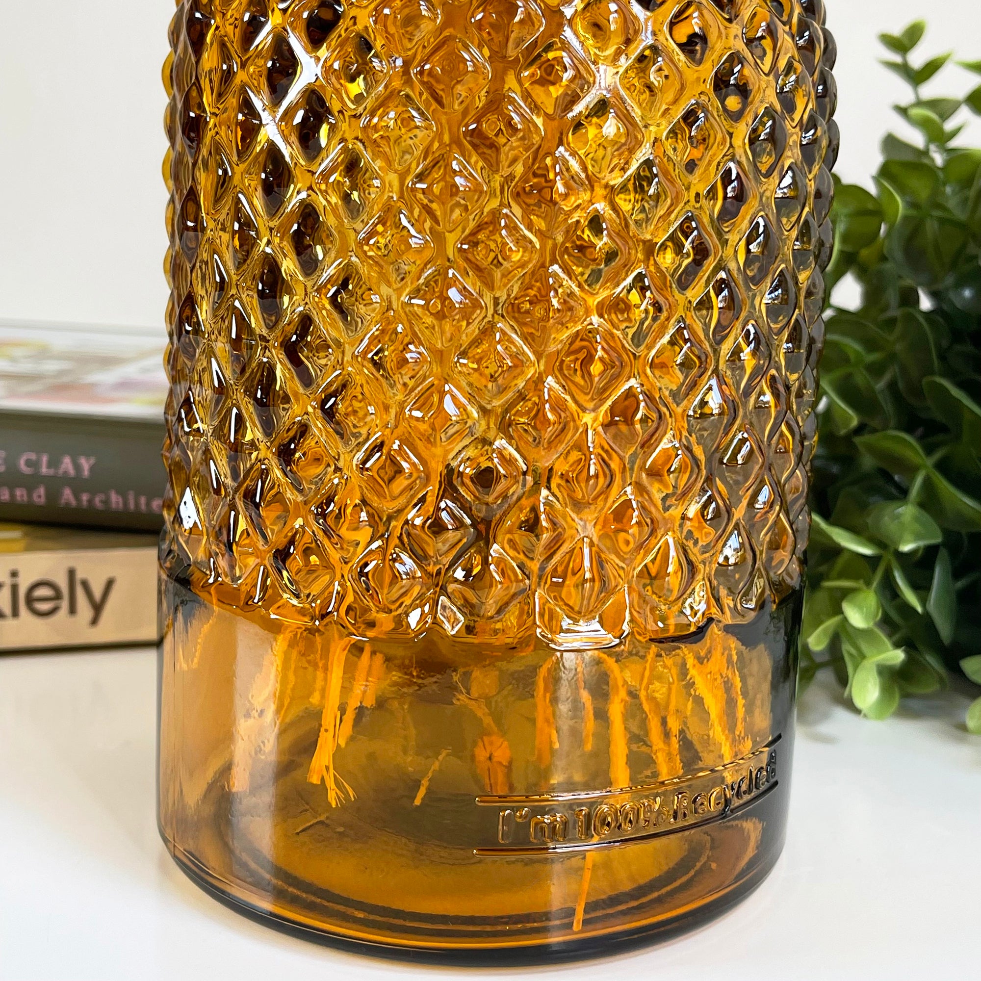 Diamant-Flaschenvase aus recyceltem Glas