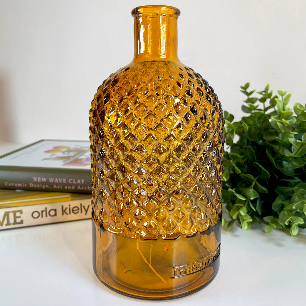 Diamant-Flaschenvase aus recyceltem Glas