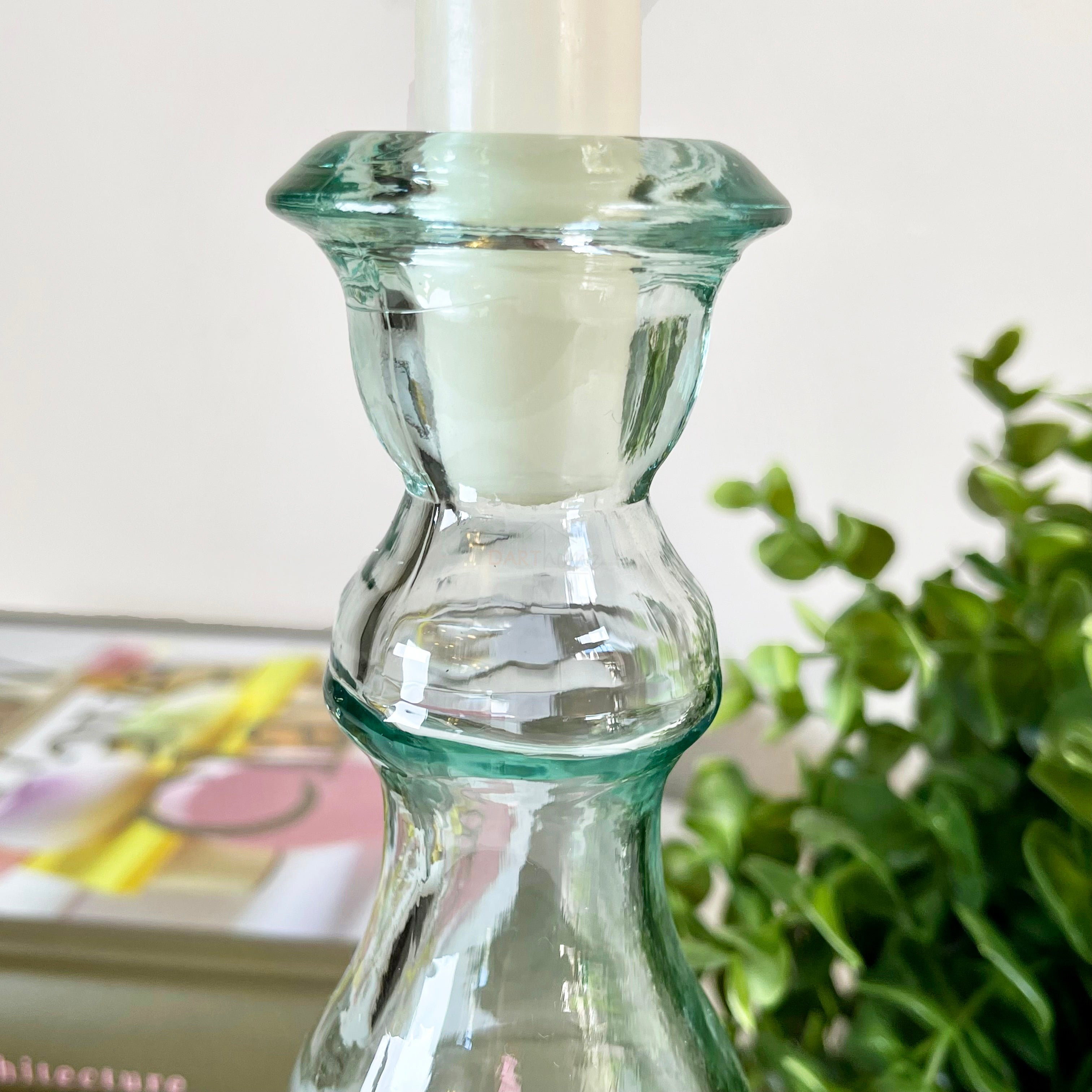 Klarer Kerzenhalter aus recyceltem Glas, 20 cm