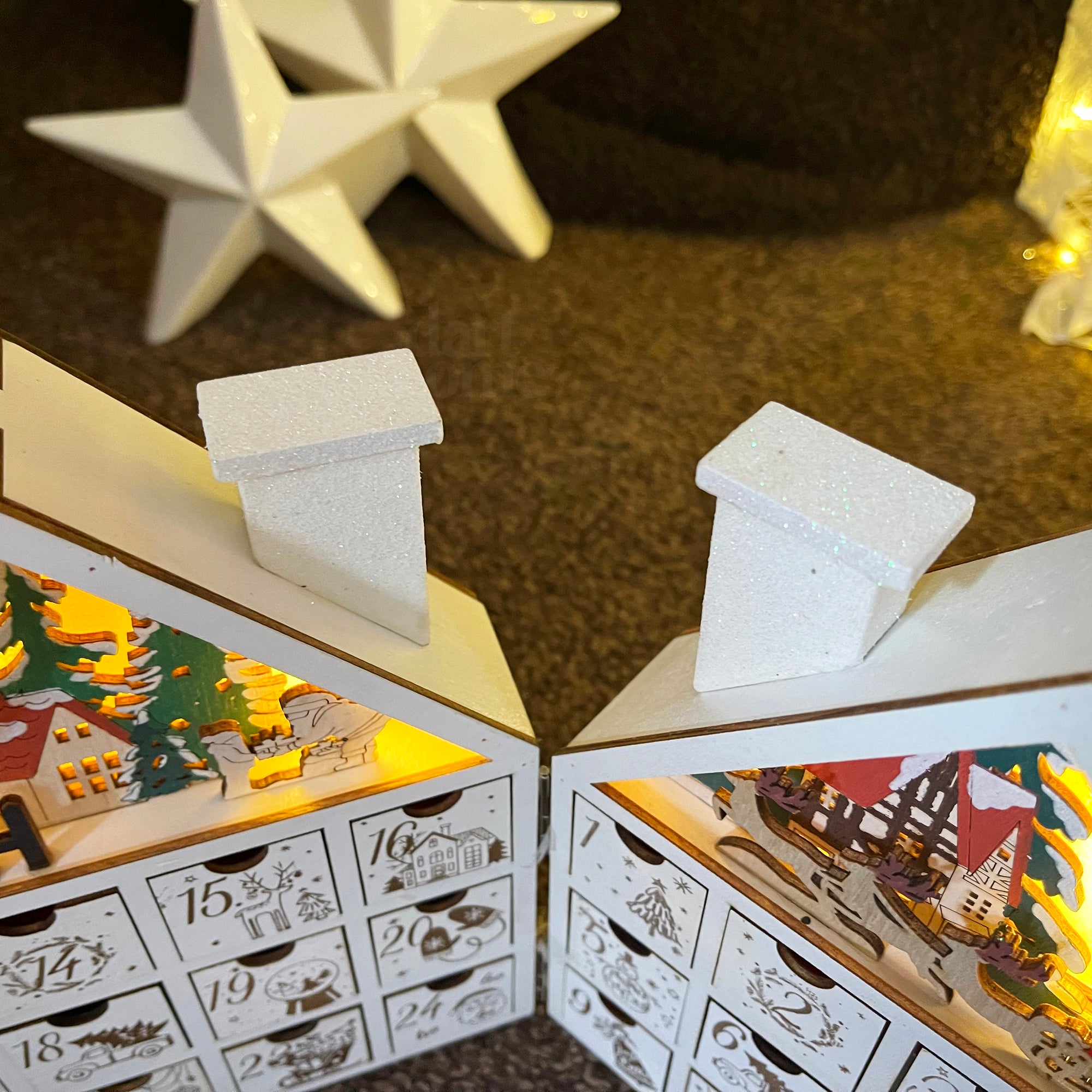 24 Drawer Folding LED Wooden Advent Calendar