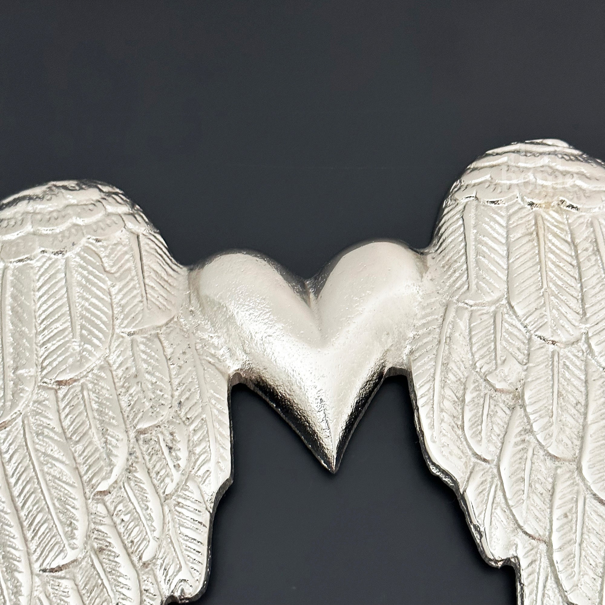 Silver Angel Wings With Heart Deco
